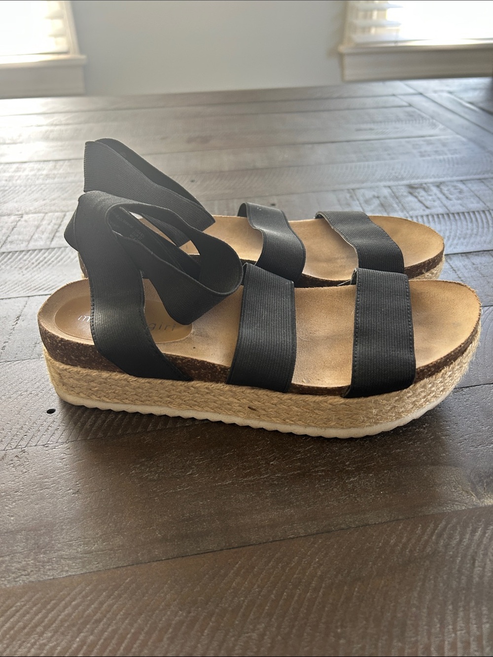 Madden Girl Black Elastic Espadrille Platform Sandals